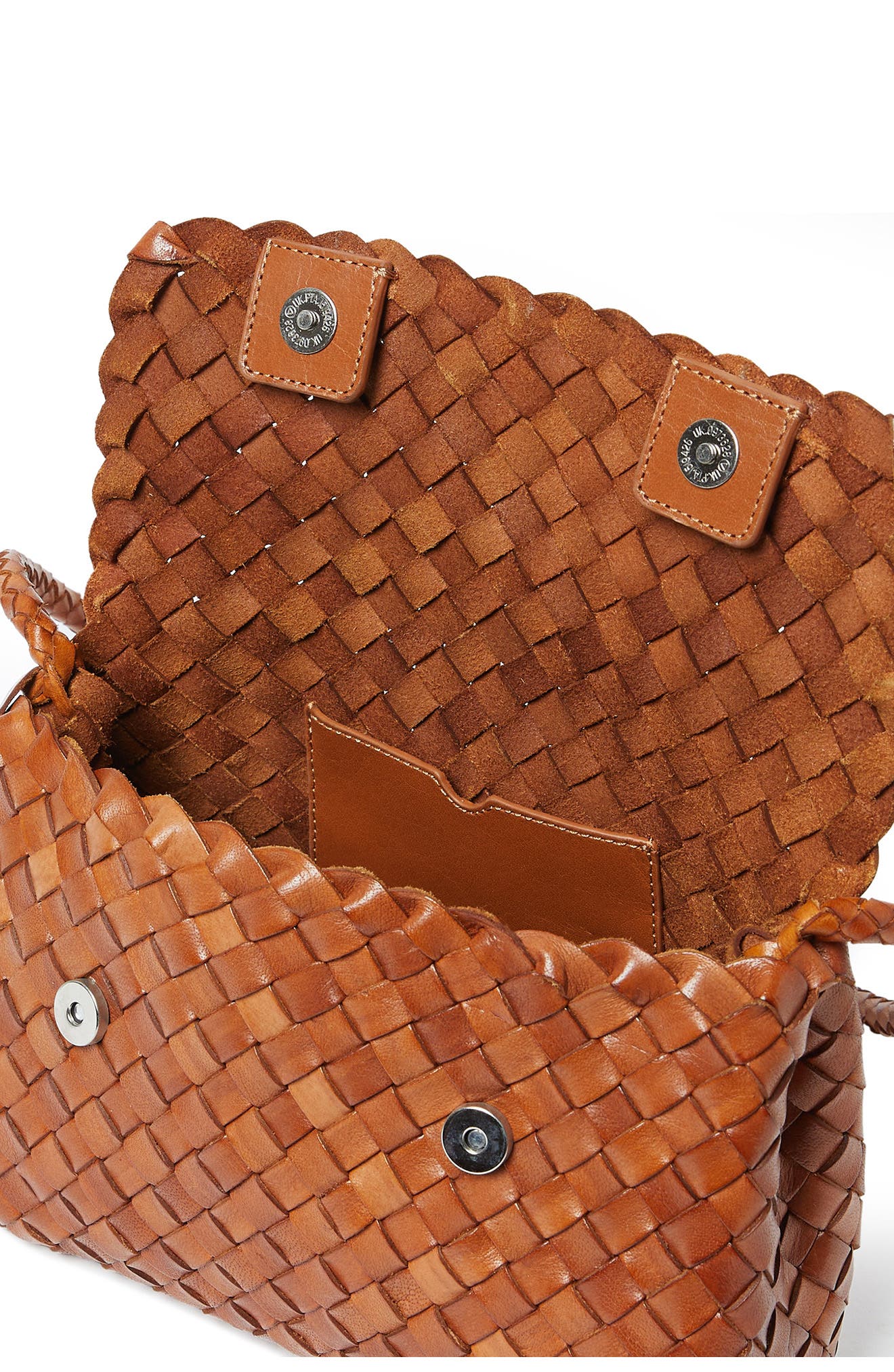 Loeffler Randall Billie Flap Woven Leather Shoulder Bag, Alternate, color, Timber