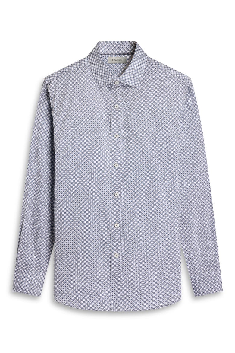 Axel Shaped Fit Geo Print Cotton Button-Up Shirt, Alternate, color, NAVY