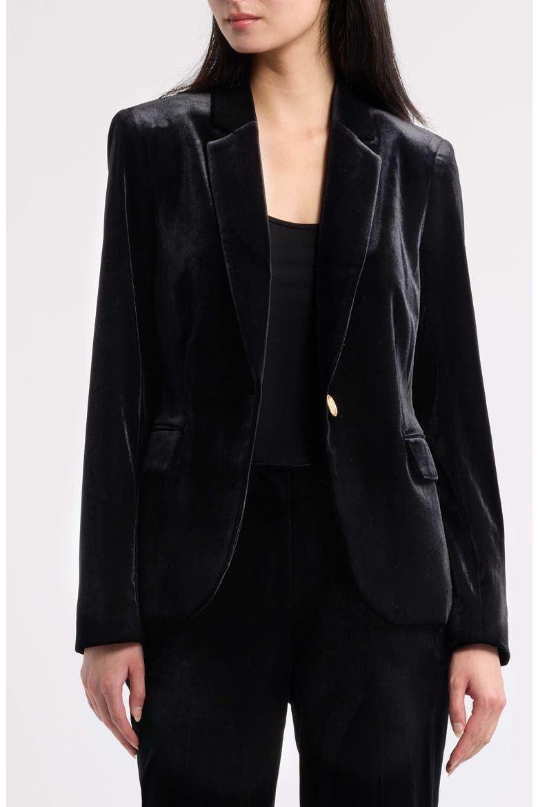Velvet Blazer, Alternate, color, BLACK