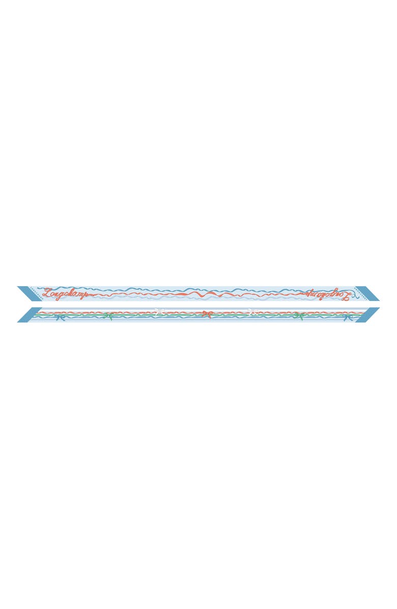 Longchamp Ribbon Print Silk Bandana Scarf, Alternate, color, Lagoon