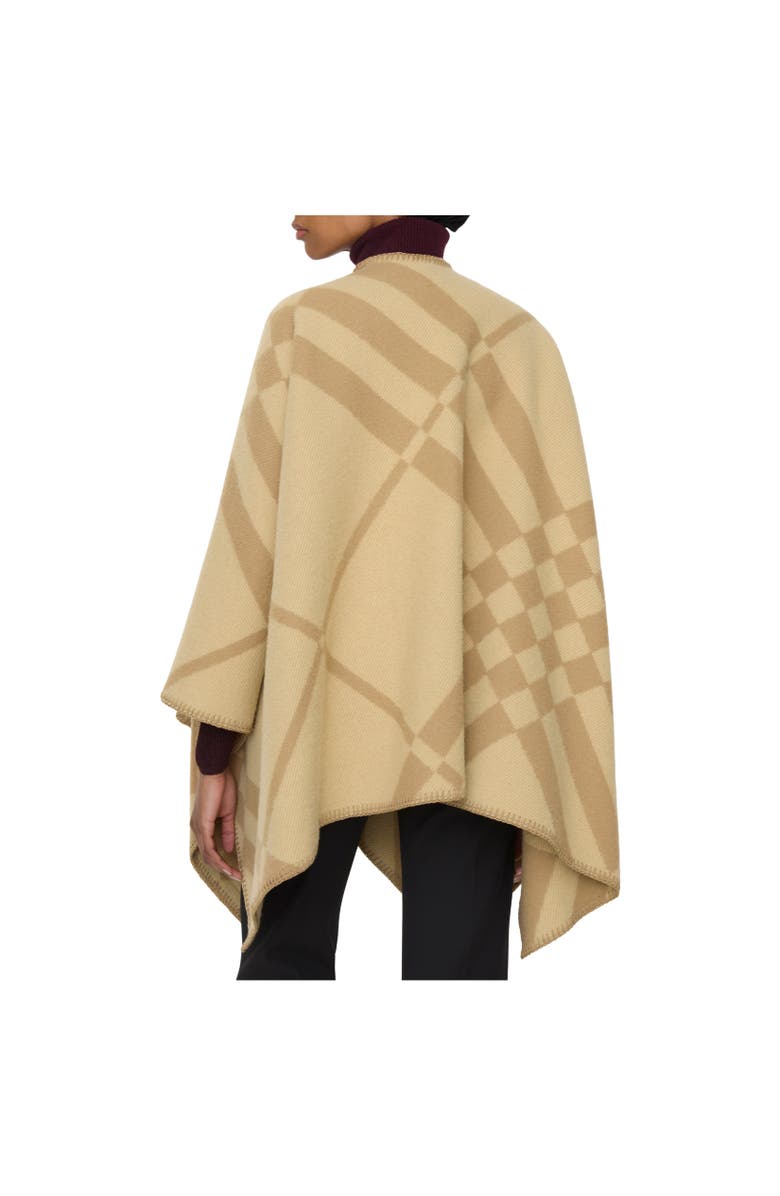 Burberry Check Wool Cashmere Cape, Alternate, color, Sand Beige