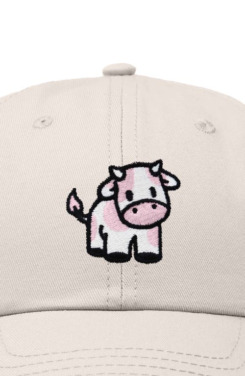 Dalix Strawberry Cow Embroidered Cap In Beige