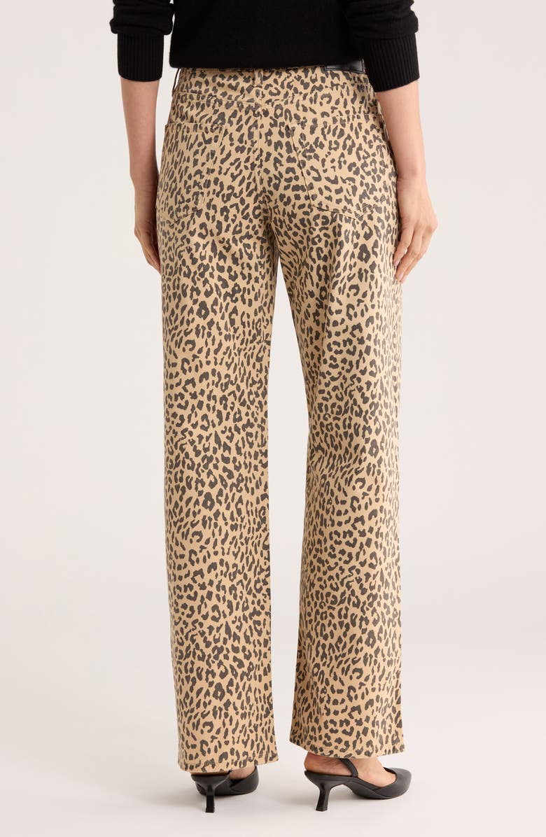 DKNY Jeans Leopard Print Raw Ankle Relaxed Straight Leg Jeans, Alternate, color, Travertine/ Leopard Print