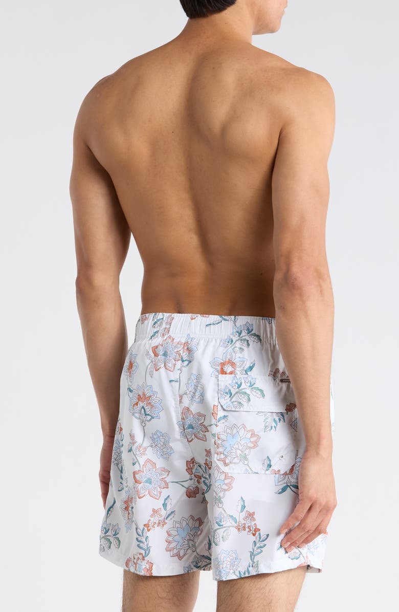 Vintage Summer Ponji Print Volley Swim Trunks, Alternate, color, Ivory