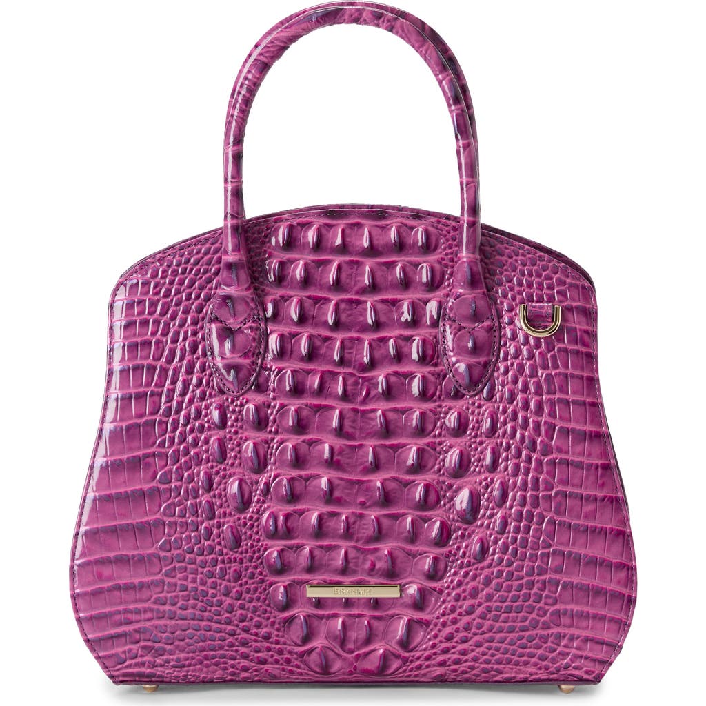 Brahmin Rosetta Croc Embossed Leather Satchel In Purple