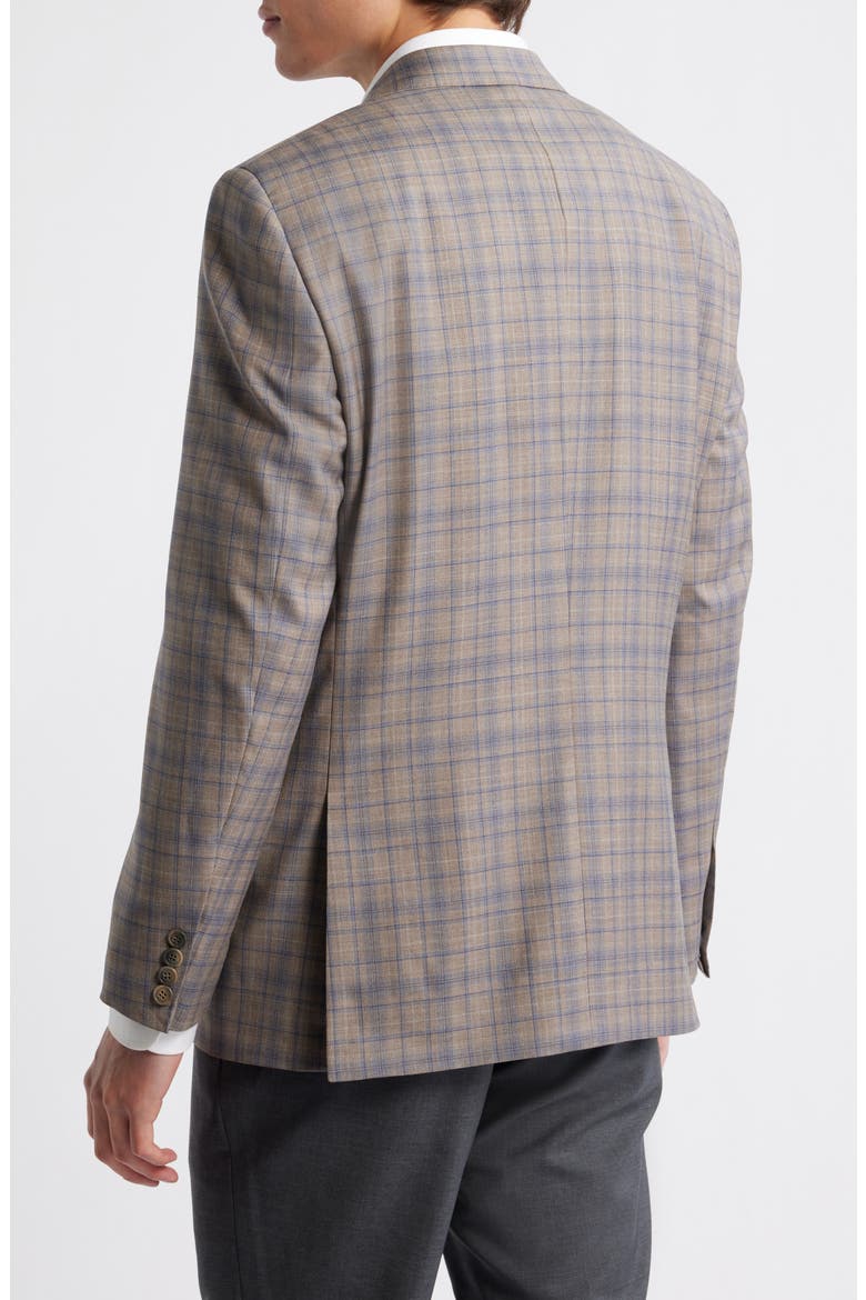 Tan & Blue Double Check Slub Wool Sport Coat, Alternate, color, TAN