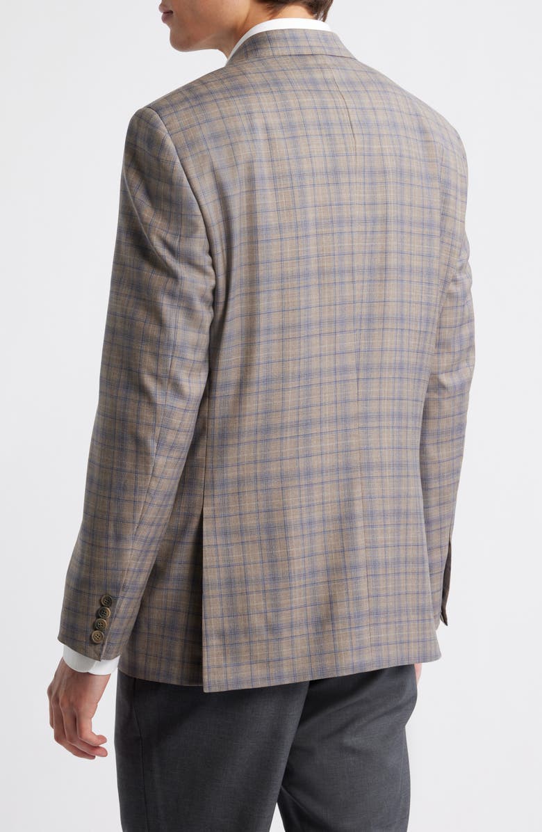 Heritage Gold Tan & Blue Double Check Slub Wool Sport Coat, Alternate, color, Tan
