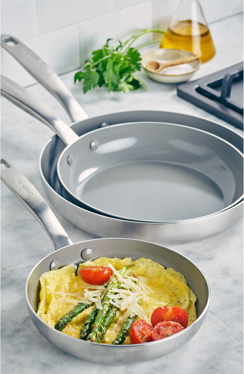 GreenPan Chatham Hard Anodized Ceramic Nonstick Frying Pan Set, Alternate, color, Stainless Steel