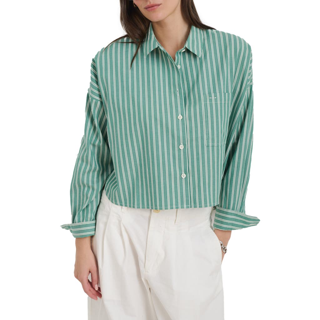 Alex Mill Jo Oxford Stripe Crop Cotton Button-up Shirt In Multi