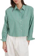 Alex Mill Jo Oxford Stripe Crop Cotton Button-Up Shirt