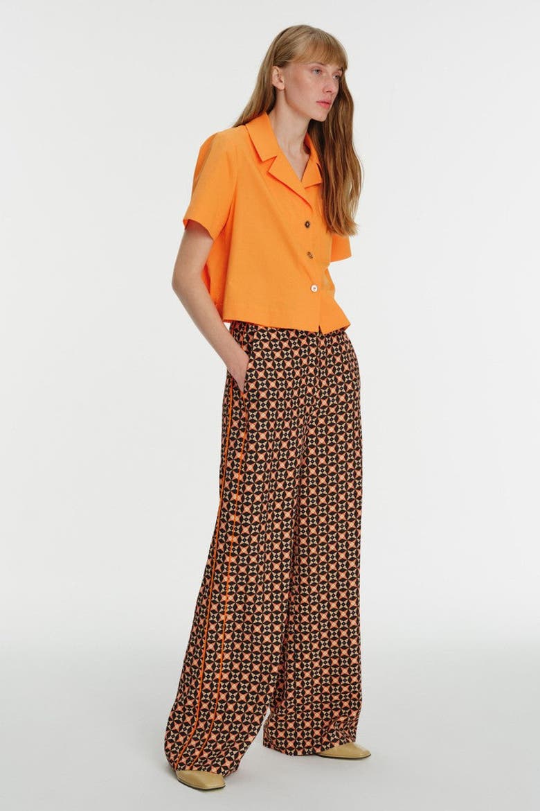 Short Sleeve Elastic Back Shirt, Alternate, color, PEACH