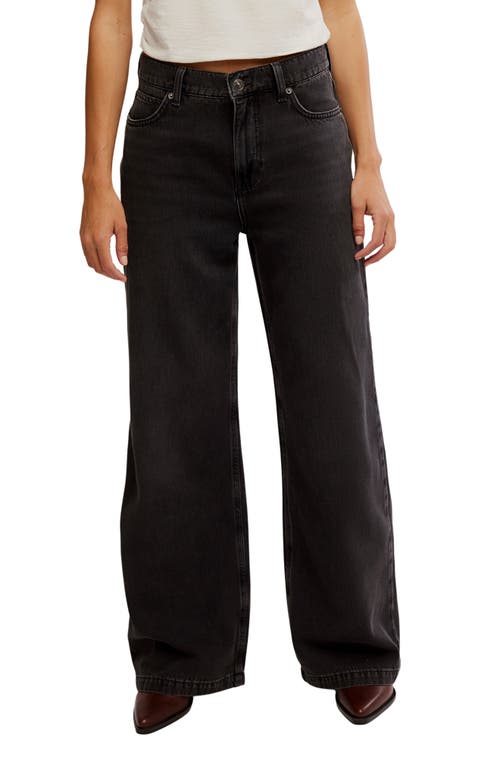 Free People Stride High Waist Wide Leg Jeans In Black