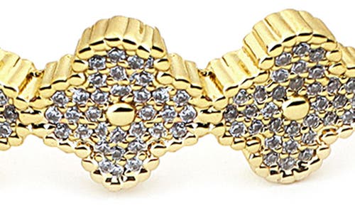 Panacea Pavé Crystal Clover Cuff Bracelet In Gold