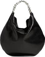 L’alingi Large Crystal Handle Leather Hobo Bag
