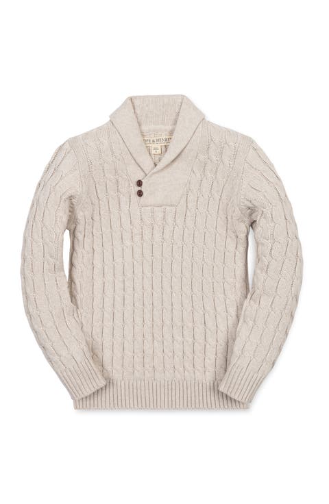 Kids' Organic Long Sleeve Striped Shawl Collar Sweater