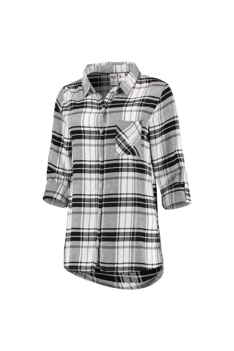 Women's Concepts Sport Black/Gray Chicago White Sox Accolade Flannel Nightshirt, Alternate, color, Black