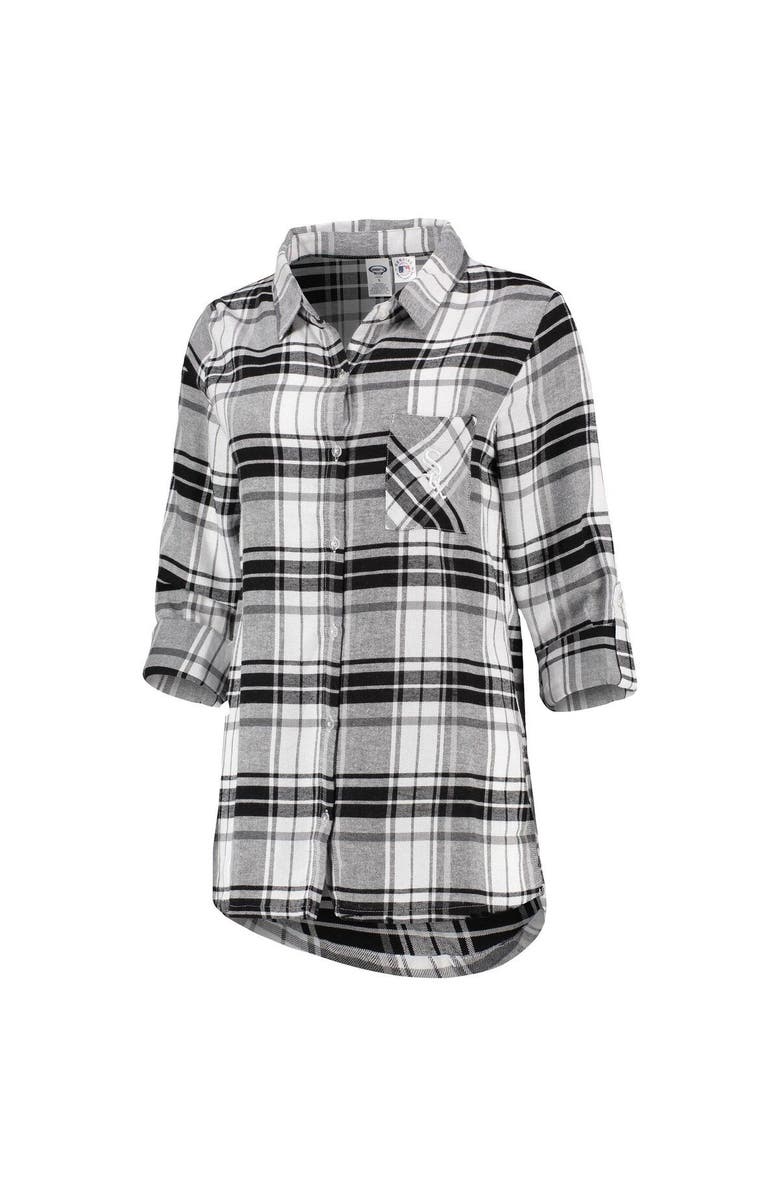 CONCEPTS SPORT Women's Concepts Sport Black/Gray Chicago White Sox Accolade Flannel Nightshirt, Alternate, color, Black