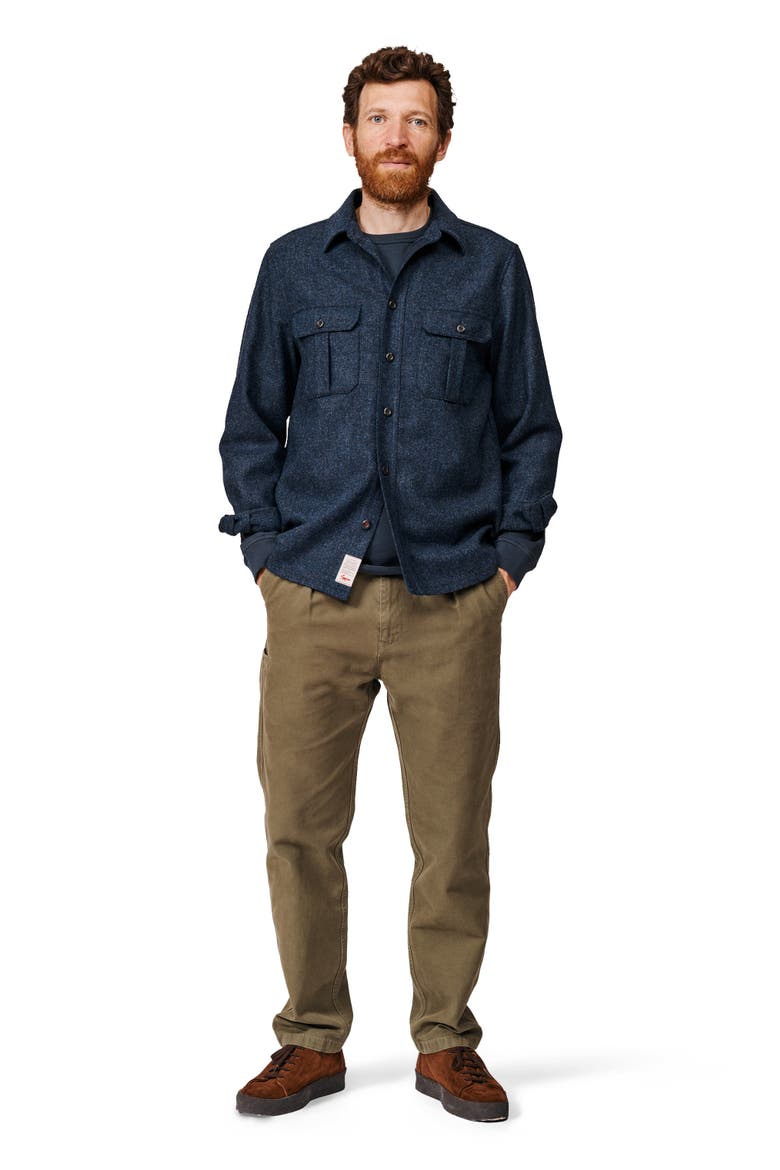 Ravendale Wool Shirt, Alternate, color, Navy Herringbone