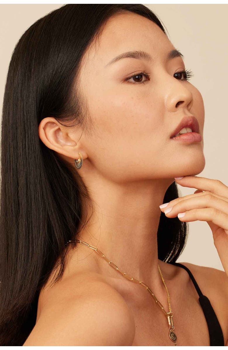 Oradina 14K Gold Stellar Hoops, Alternate, color, Yellow Gold