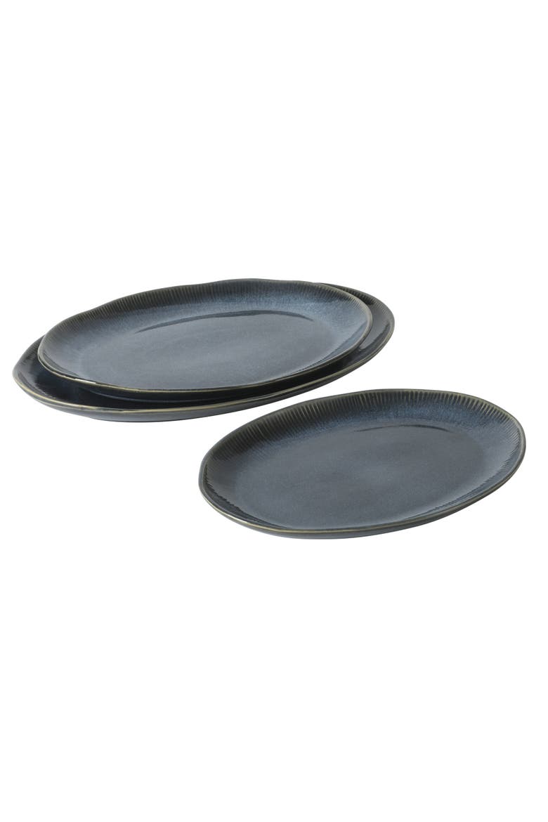 Dawson Mill 3-Piece Oval Reactive Glaze Stoneware Serving Platter Set, Alternate, color, Blue
