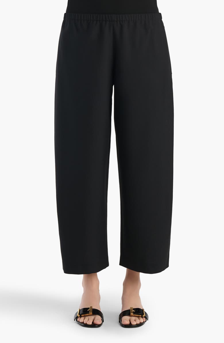 Khaite Roma Rounded Virgin Wool Crop Pants, Main, color, Black