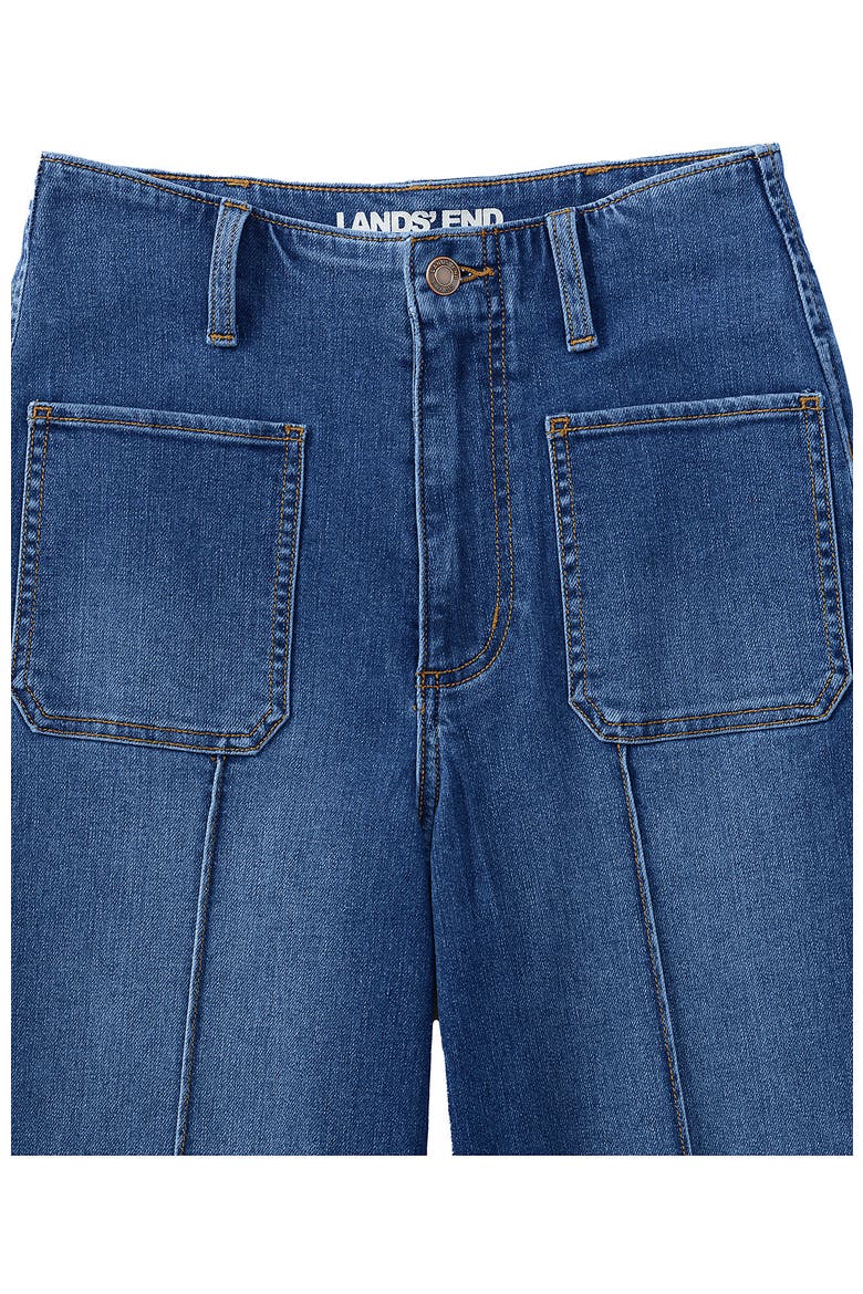 Plus Size Recover Denim High Rise Patch Pocket Extra Wide Leg Crop Jeans, Alternate, color, Indigo Tide Blue