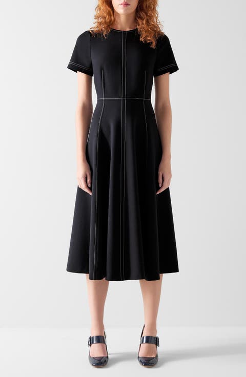 Eugine Topstitch Midi Dress