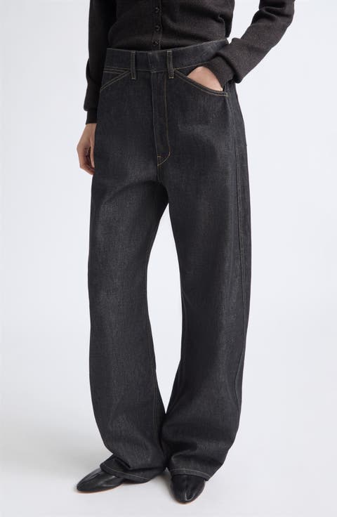 High Waist Curved Wide Leg Pants
