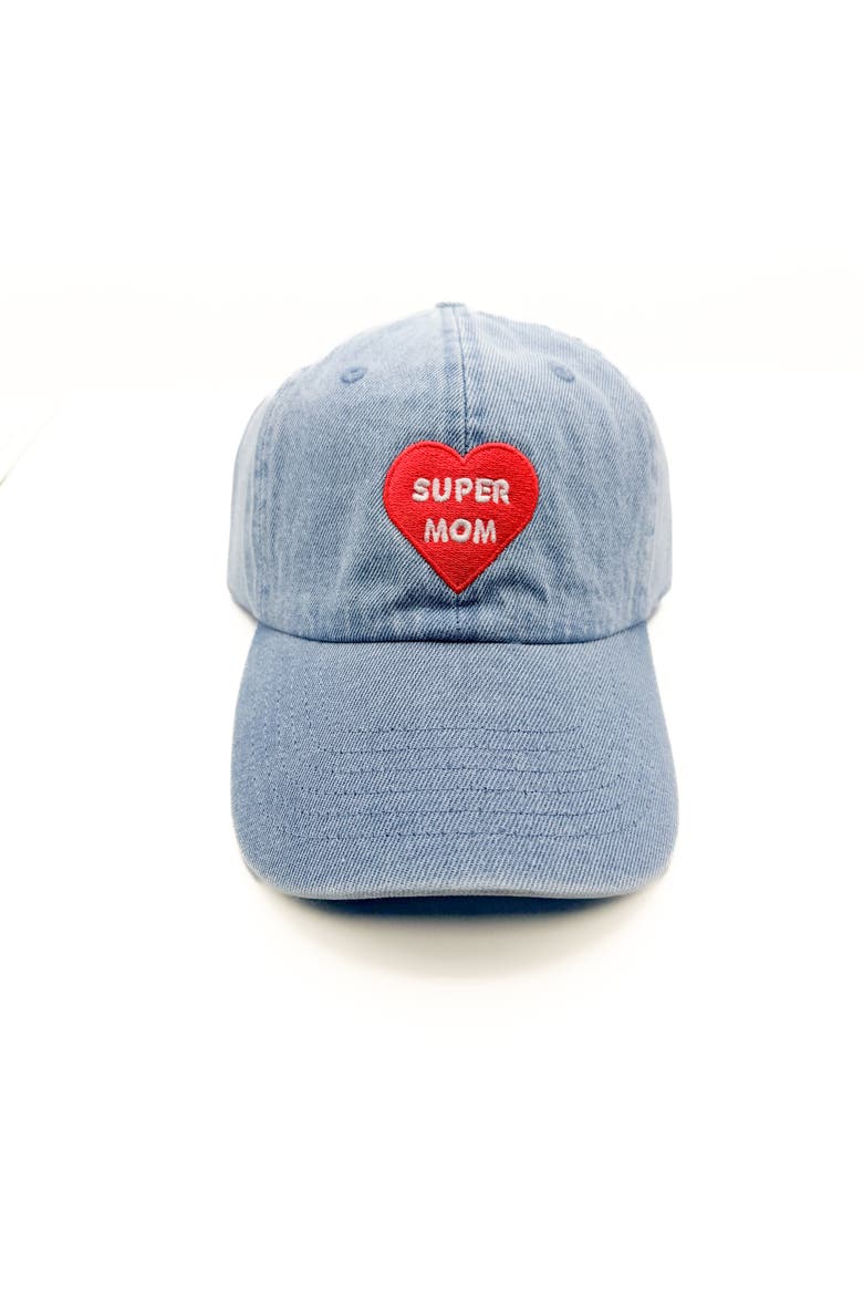 Super Mom Baseball Hat, Main, color, Denim