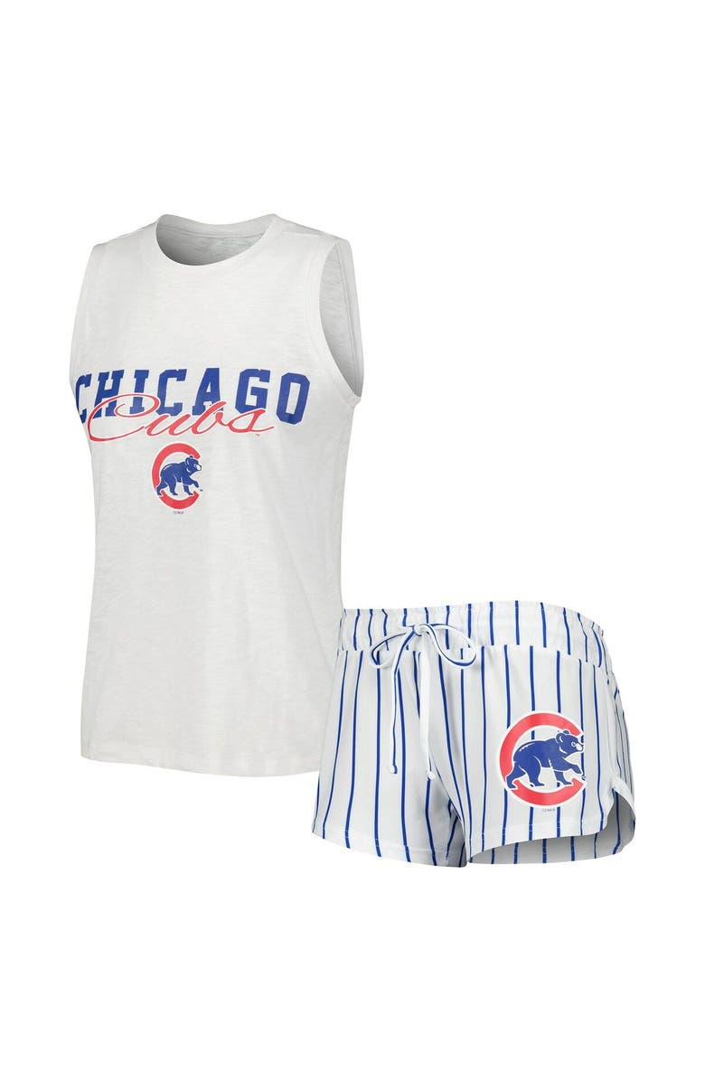 CONCEPTS SPORT Women's Concepts Sport White Chicago Cubs Reel Pinstripe Tank Top & Shorts Sleep Set, Main, color, White