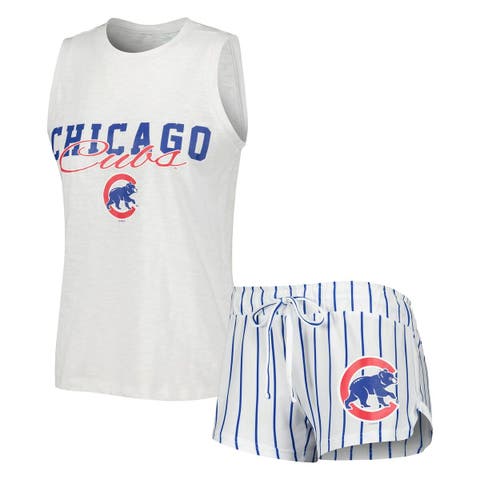 Women's Concepts Sport White Chicago Cubs Reel Pinstripe Tank Top & Shorts Sleep Set