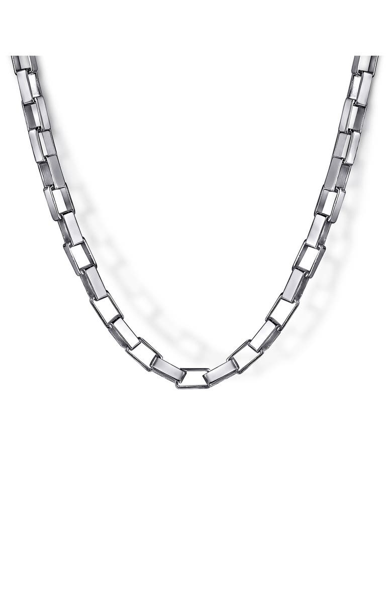 Facets Sterling Silver Box Chain Necklace, Main, color, STERLING SILVER
