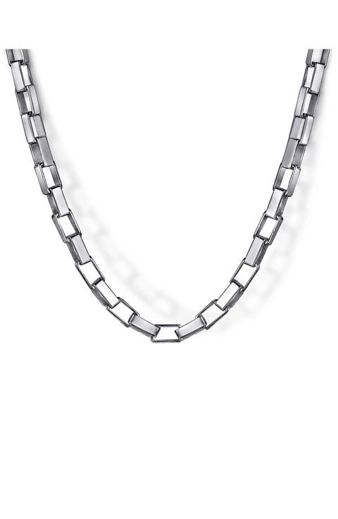 Facets Sterling Silver Box Chain Necklace