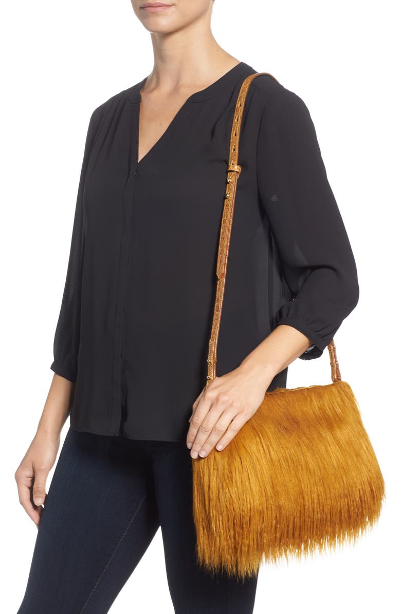 Dries Van Noten Faux Shearling Crossbody Bag, Alternate, color,