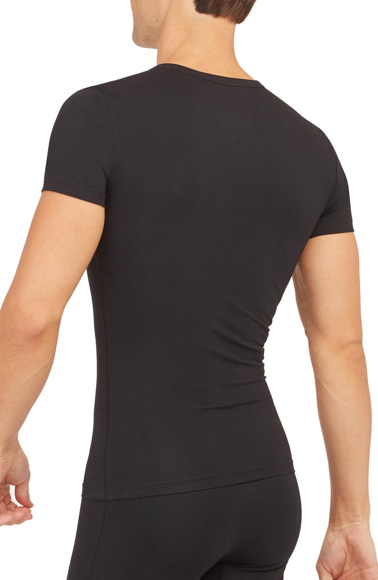 SPANX<sup>®</sup> Sculpt Stretch Cotton V-Neck T-Shirt, Alternate, color, 