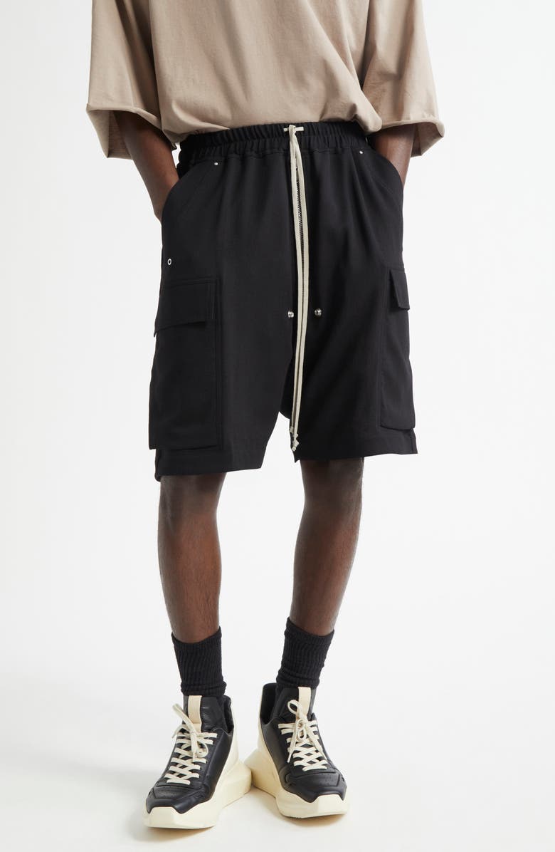 Rick Owens Cargobela Cargo Shorts, Main, color, Black