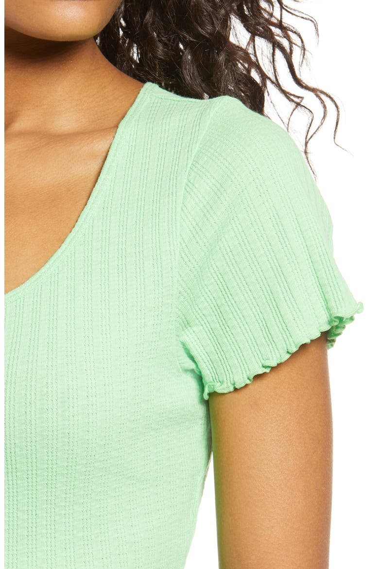 Pointelle Rib Crop Henley, Alternate, color, GREEN SUMMER