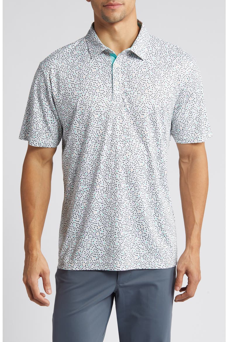 Wyatt Scatter Print Golf Polo, Main, color, GLACIER