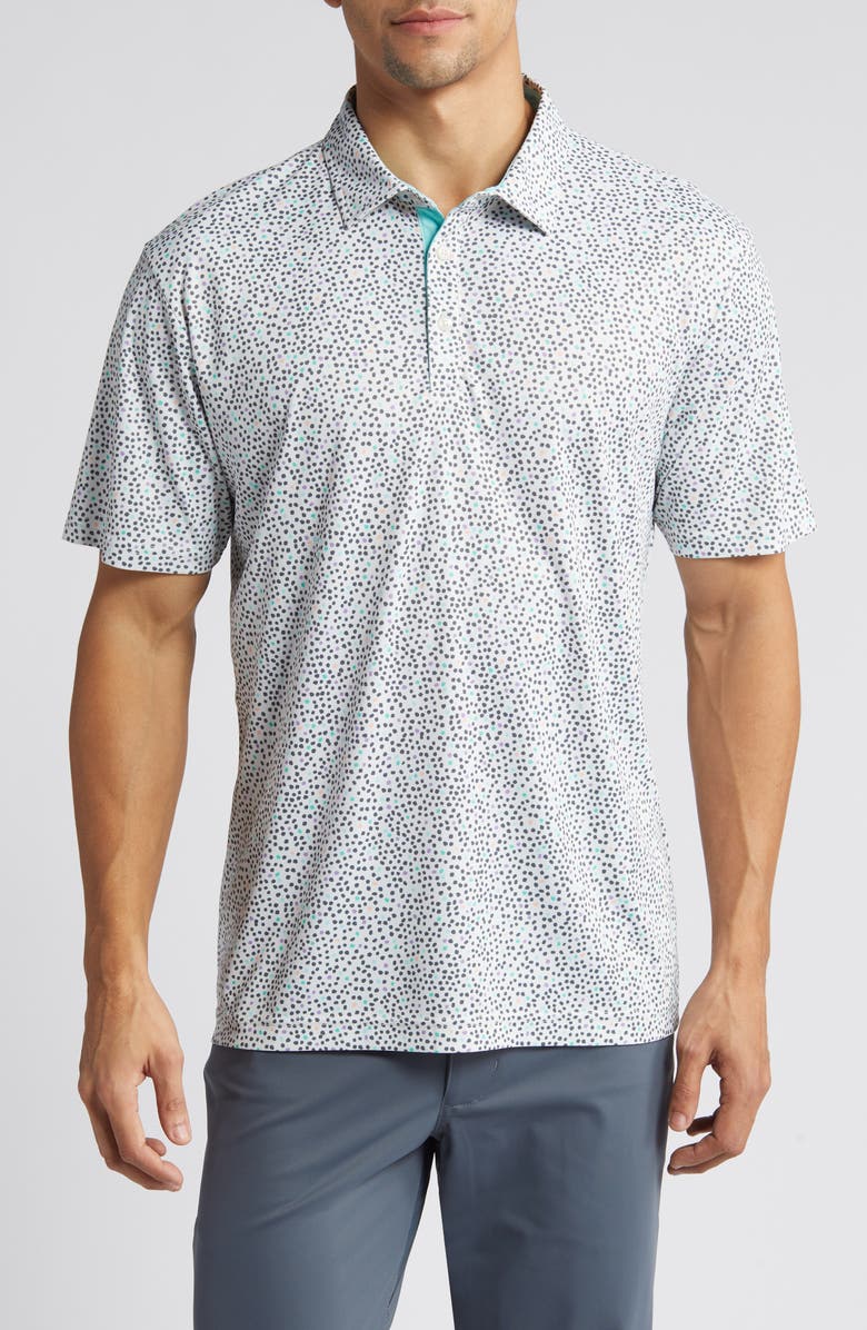 Swannies Wyatt Scatter Print Golf Polo, Main, color, Glacier