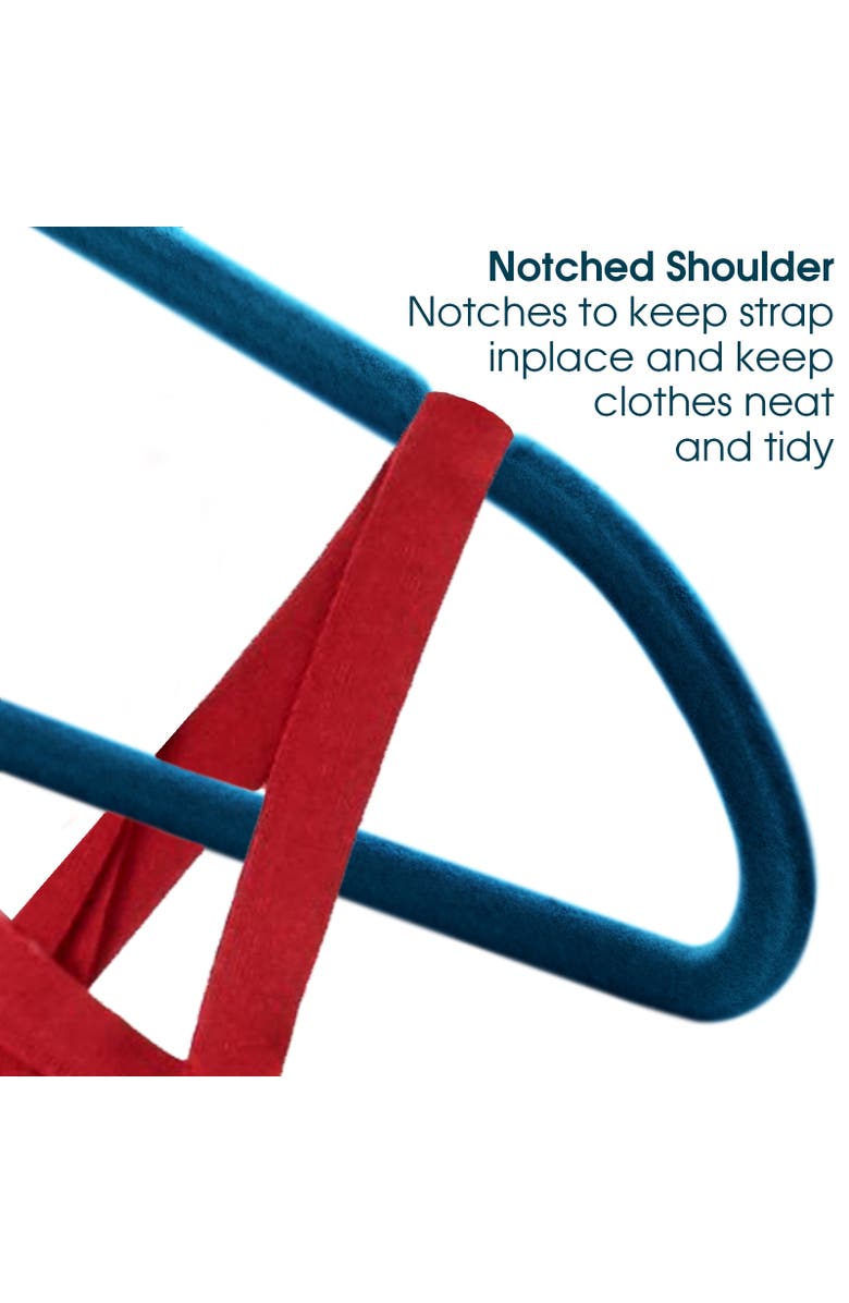 Elama Home 50 Piece Flocked Velvet Clothes Hangers with Stainless Steel Swivel Hooks, Alternate, color, Blue