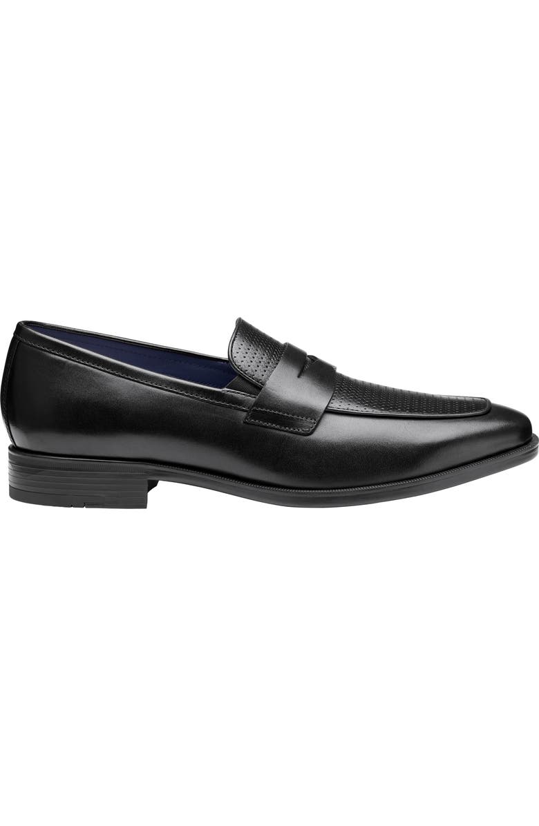 Johnston & Murphy Gibbons Embossed Penny Loafer, Alternate, color, Black Full Grain