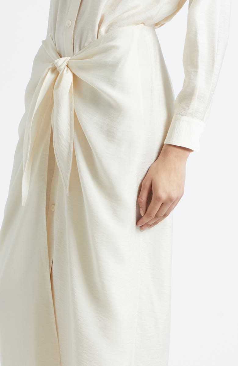 Emporio Armani Long Sleeve Techno Rayon Maxi Dress, Alternate, color, Ivory