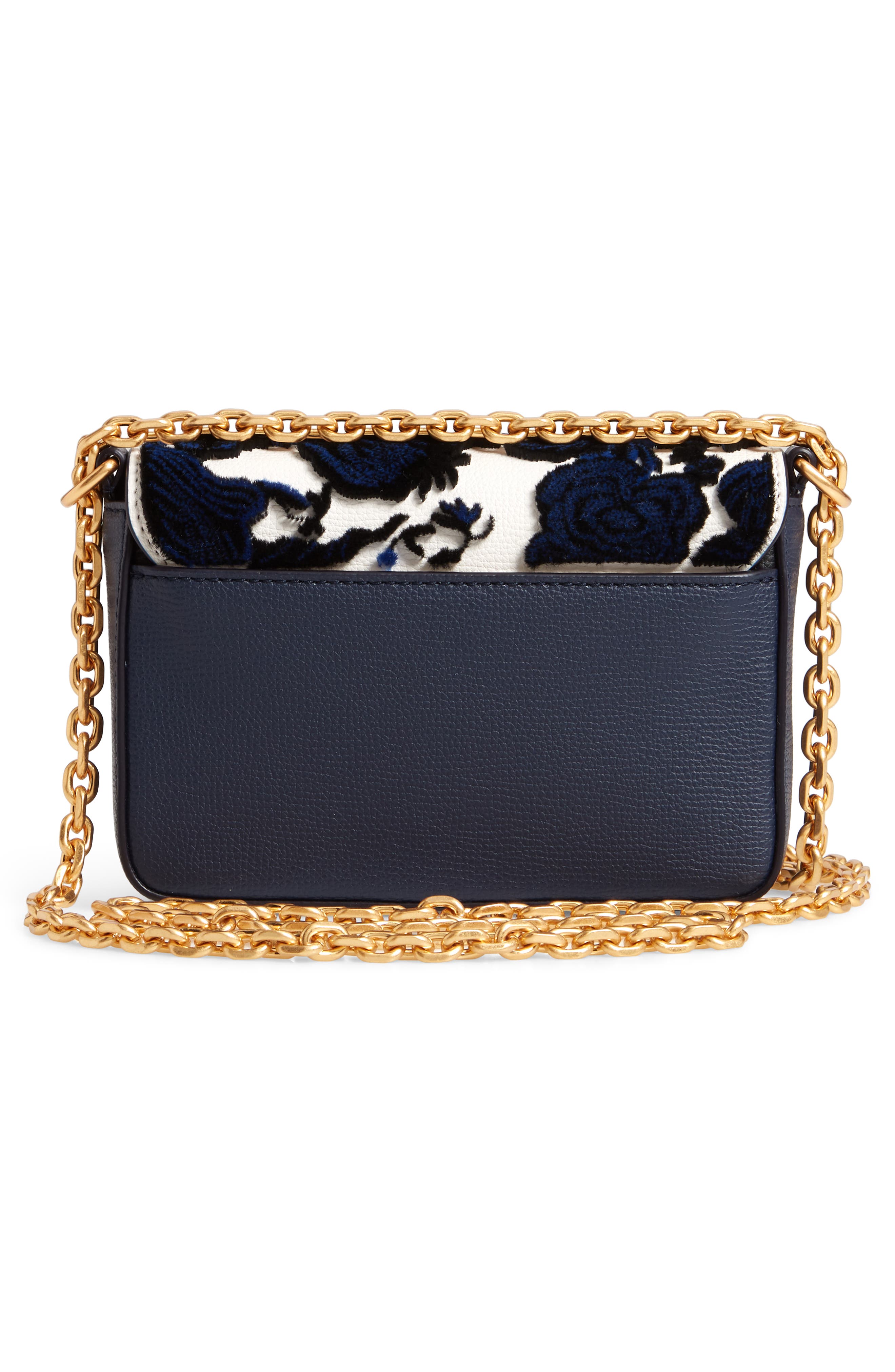 Tory Burch Mini Kira Leather & Fil Coupé Bag, Alternate, color, 