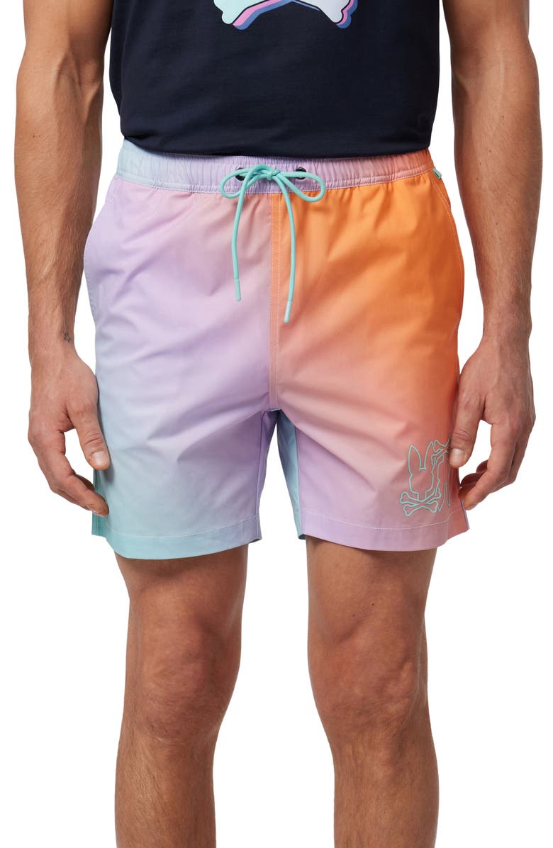 Psycho Bunny Winton Ombré Swim Trunks, Main, color, 