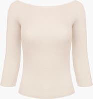 Oddli Knit 3/4 Sleeve Boat Neck Top