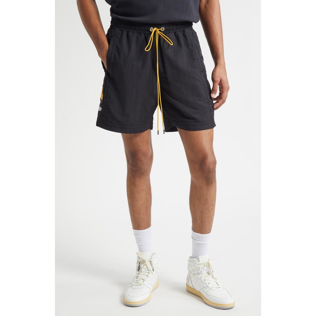 Rhude Moonlight Logo Nylon Drawstring Shorts In Black