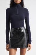 Courrèges Merino Wool Mock Neck Half Zip Sweater