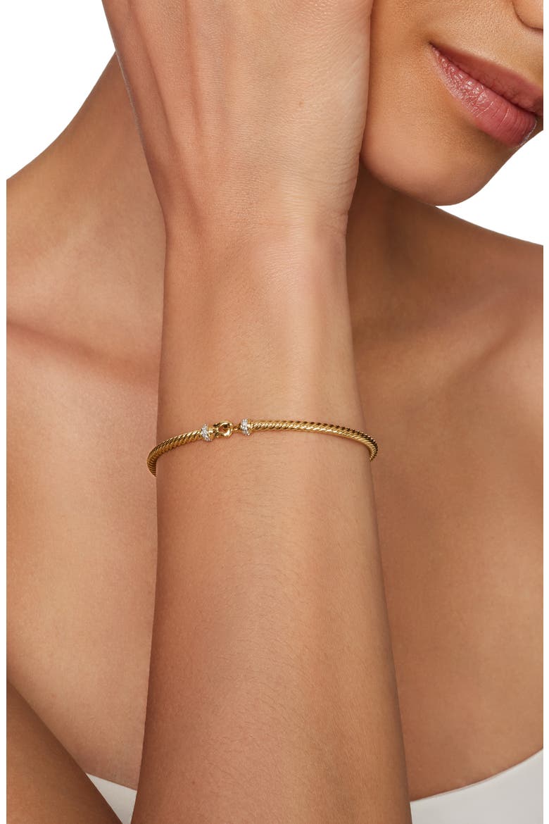 Buckle Classic 18K Yellow Gold & Diamond Cable Bracelet, 2.6mm, Alternate, color, DIAMOND