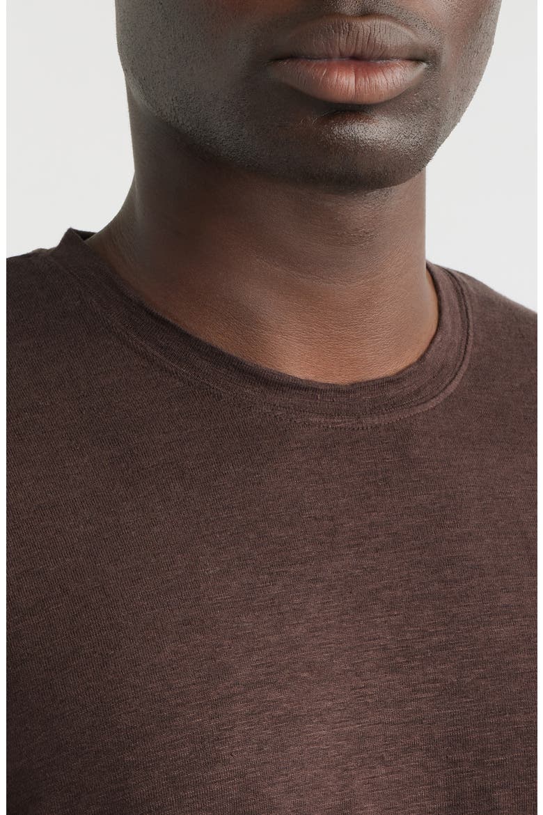 Bryce Crewneck Stretch Linen T-Shirt, Alternate, color, OAK BARREL