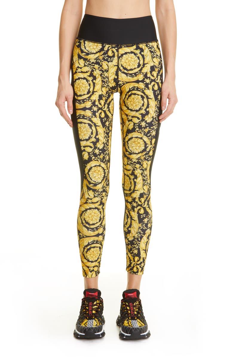 Versace Barocco Print High Waist Leggings, Main, color, 